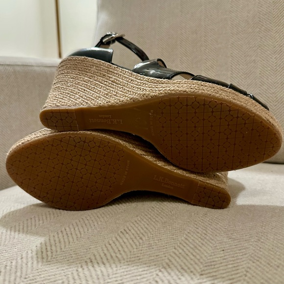 LK Bennett Black Patent Espadrille Wedges 39.5 - Picture 15 of 15